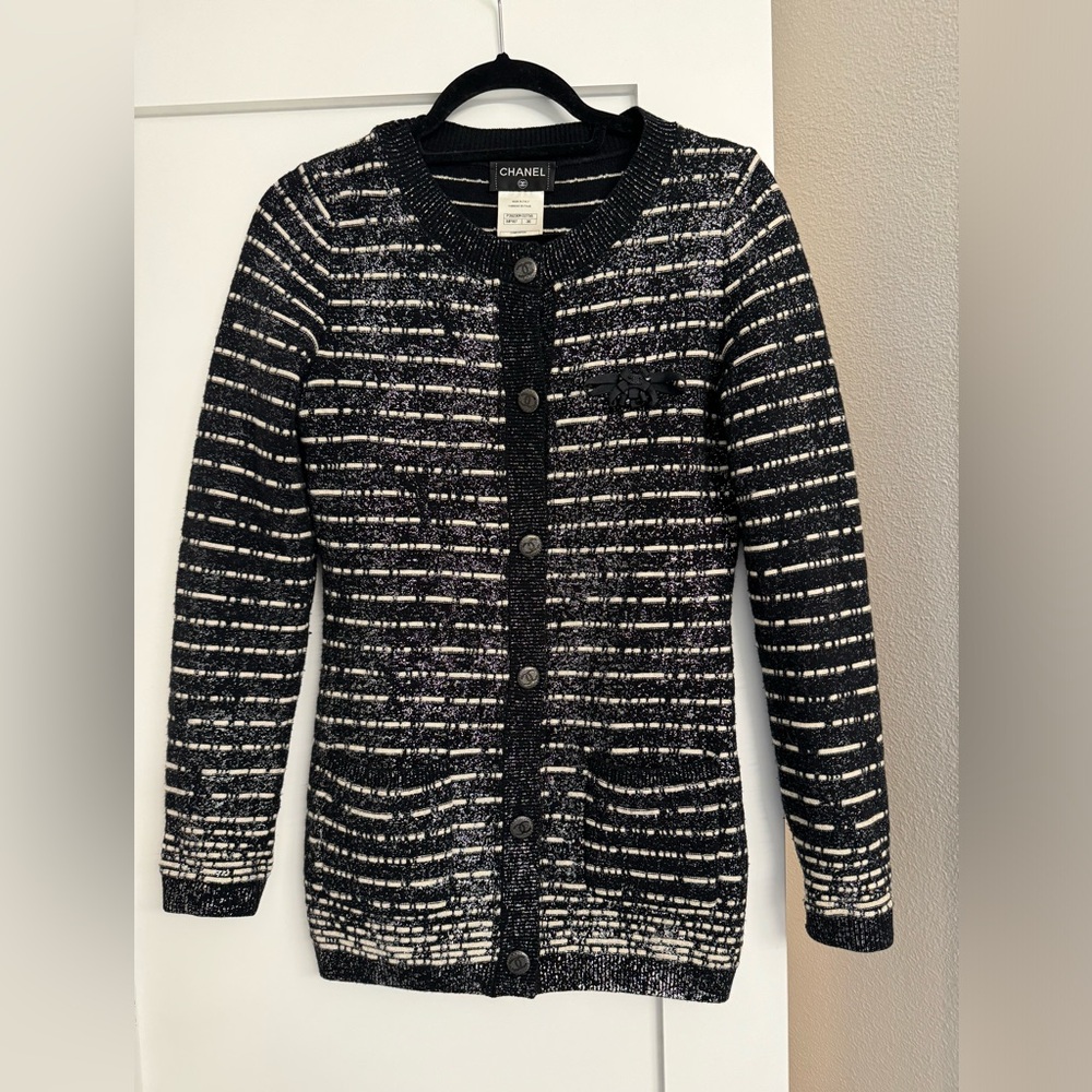 Chanel wool and cashmere cardigan. Mint condition. Sz 6. Karl F collection